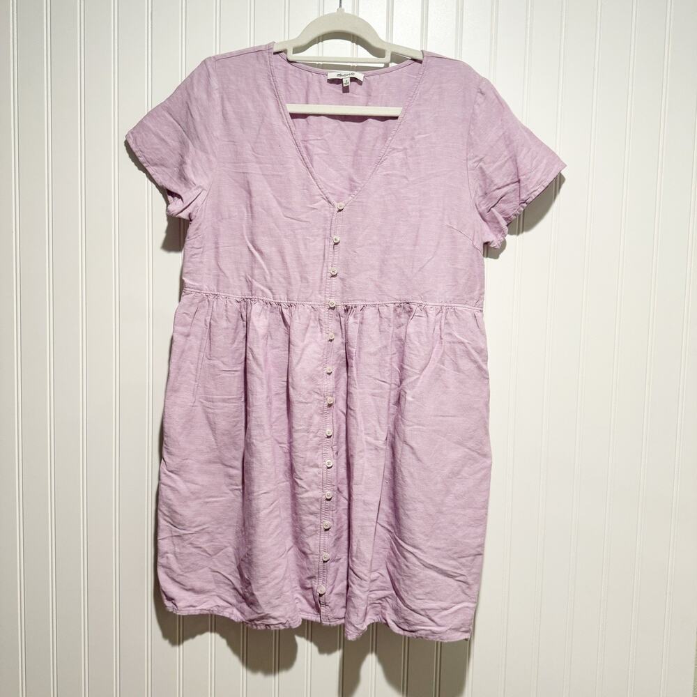 Madewell Linen Blend Alexandra Dress Lilac Purple Size Medium - Picture 2 of 6